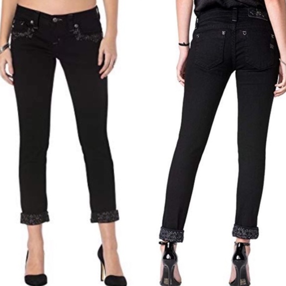 MISS ME Jeans Signature Cuffed Skinny Black - Picture 1 of 6
